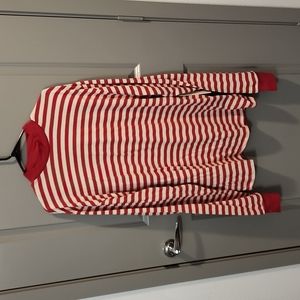 FOG Fear of God LS Striped Red & Cream Mock Neck Shirt